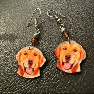 Golden Retriever dog dangle drop earrings